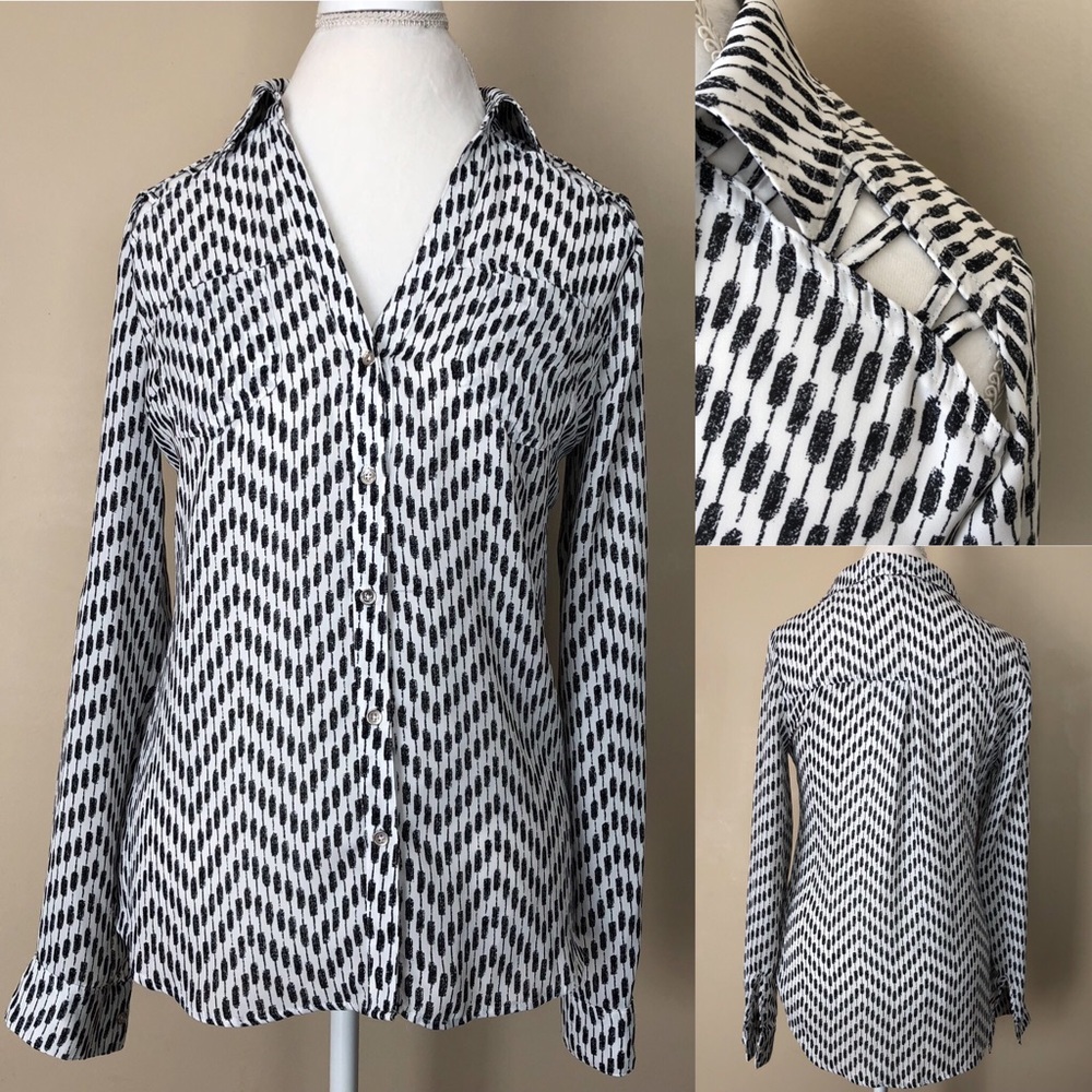 Candies Chevron Cold Shoulder Top